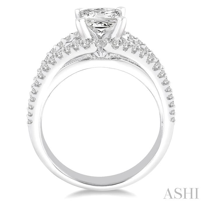 Princess Shape Semi-Mount Diamond Engagement Ring