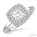 Princess Shape Halo Diamond Engagement Ring