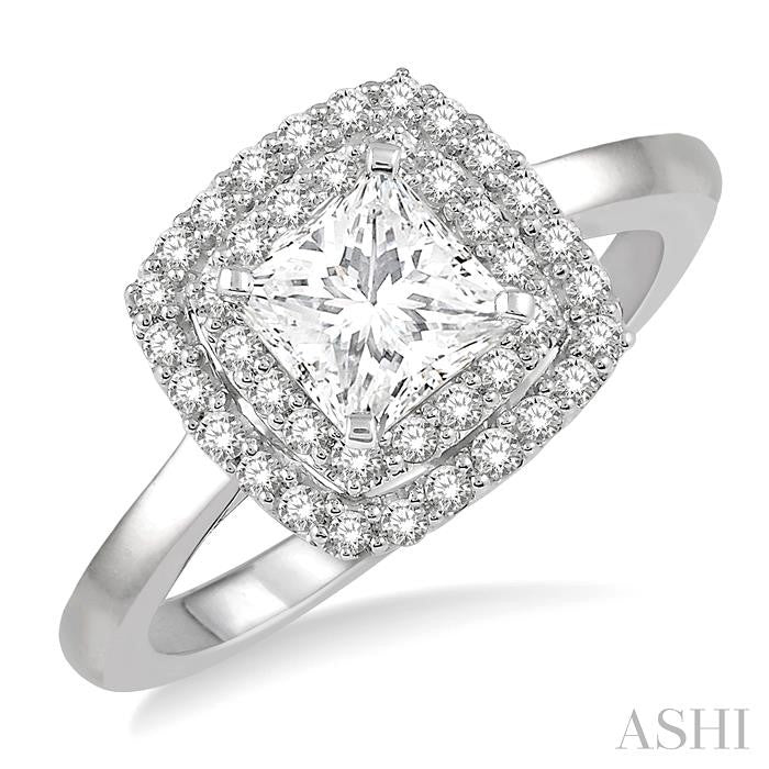 Princess Shape Halo Diamond Engagement Ring