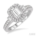 Emerald Shape Halo Diamond Engagement Ring