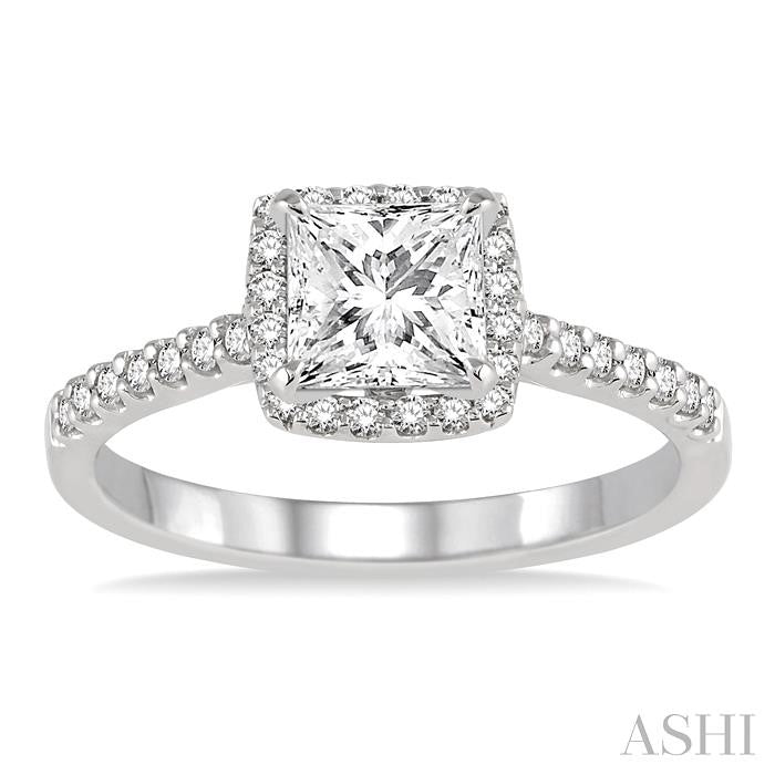 Princess Shape Halo Diamond Engagement Ring