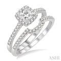 Princess Shape Halo Diamond Wedding Set