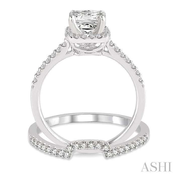 Princess Shape Halo Diamond Wedding Set