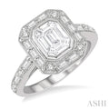 Pie Cut Emerald Halo Fusion Diamond Engagement Ring