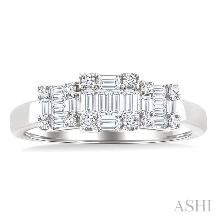 Princess Shape Past Present & Future Fusion Diamond Engagement Ring