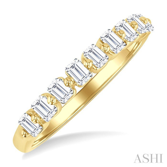 Emerald Shape Half Eternity Diamond Band