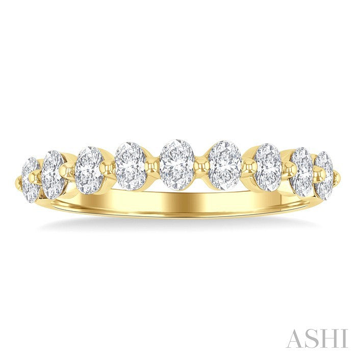 Oval Shape Half Eternity Diamond Band
