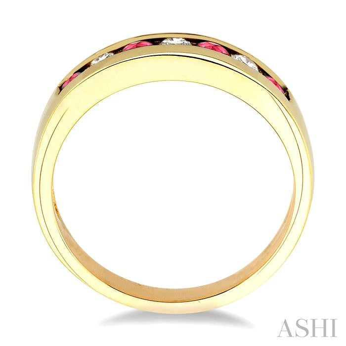 Channel Set Alternate Gemstone & Diamond Wedding Band