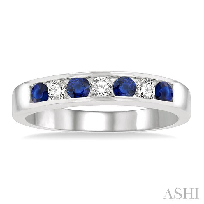 Channel Set Alternate Gemstone & Diamond Wedding Band