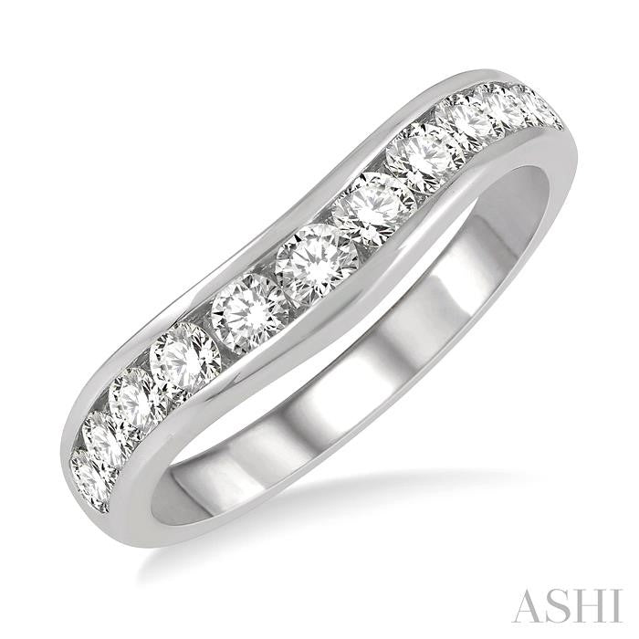 Channel Set Curved Diamond Wedding Band