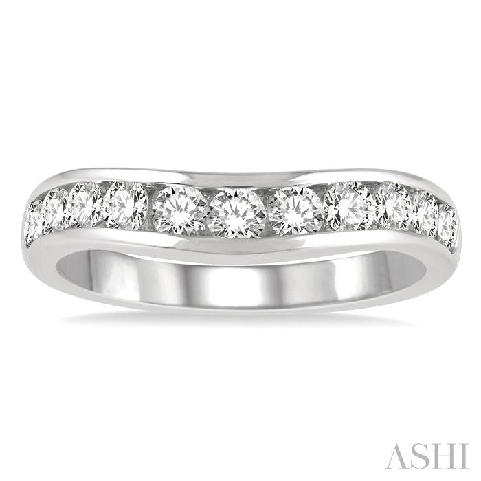 Channel Set Curved Diamond Wedding Band