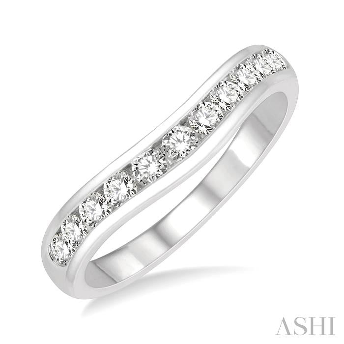 Channel Set Curved Diamond Wedding Band