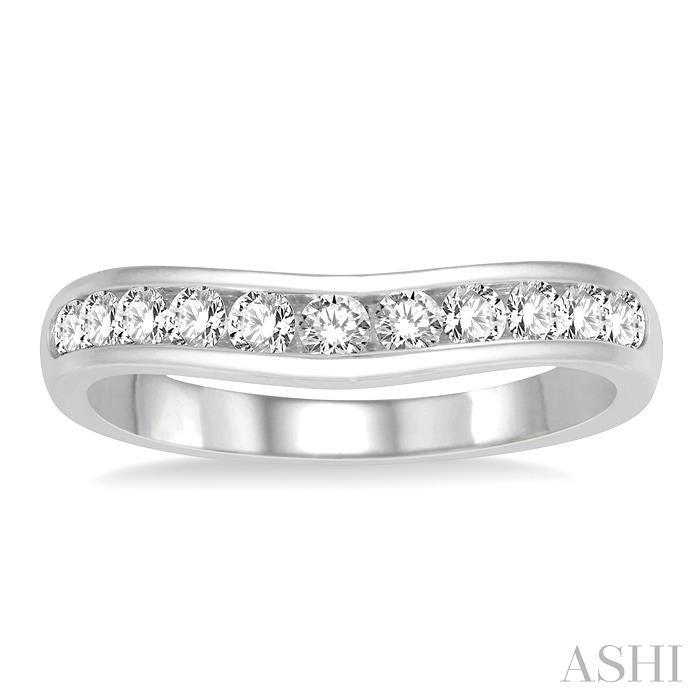 Channel Set Curved Diamond Wedding Band