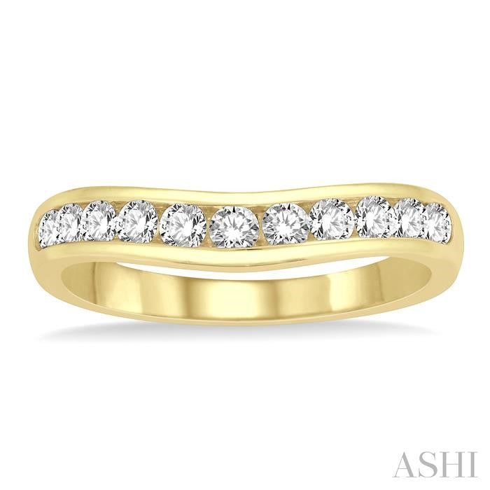 Channel Set Curved Diamond Wedding Band