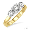 Round Shape Past Present & Future Diamond Engagement Ring