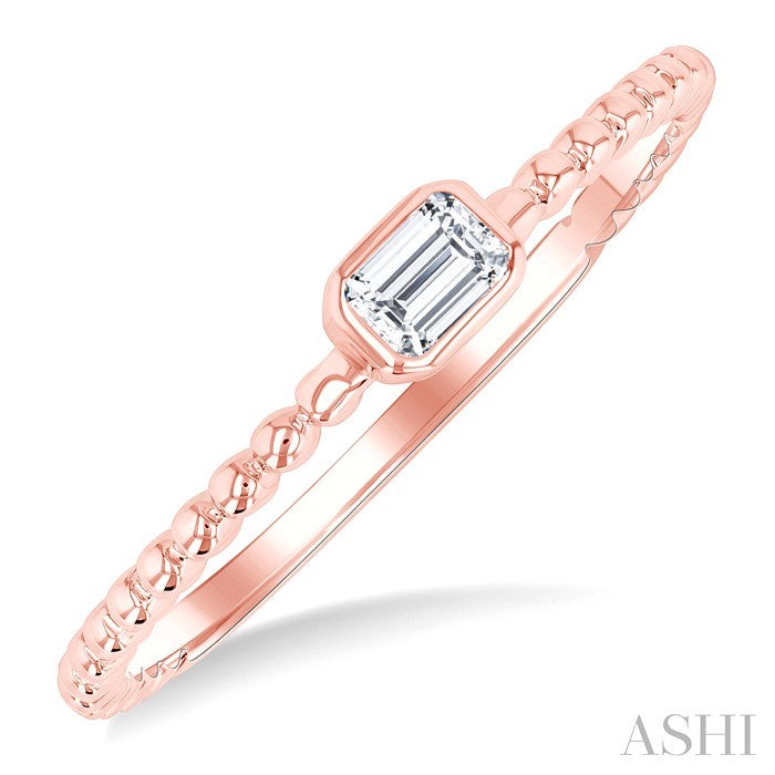 Bead Bijoux Emerald Shape East-West Bezel Set Petite Diamond Fashion Ring