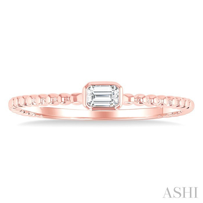 Bead Bijoux Emerald Shape East-West Bezel Set Petite Diamond Fashion Ring