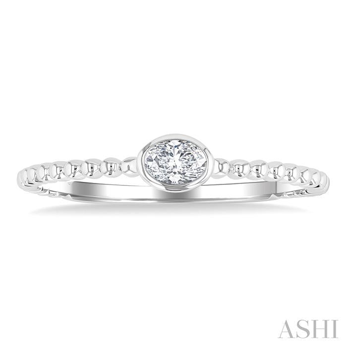Bead Bijoux Oval Shape East-West Bezel Set Petite Diamond Fashion Ring