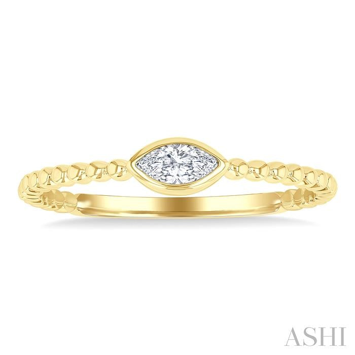 Bead Bijoux Marquise Shape East-West Bezel Set Petite Diamond Fashion Ring