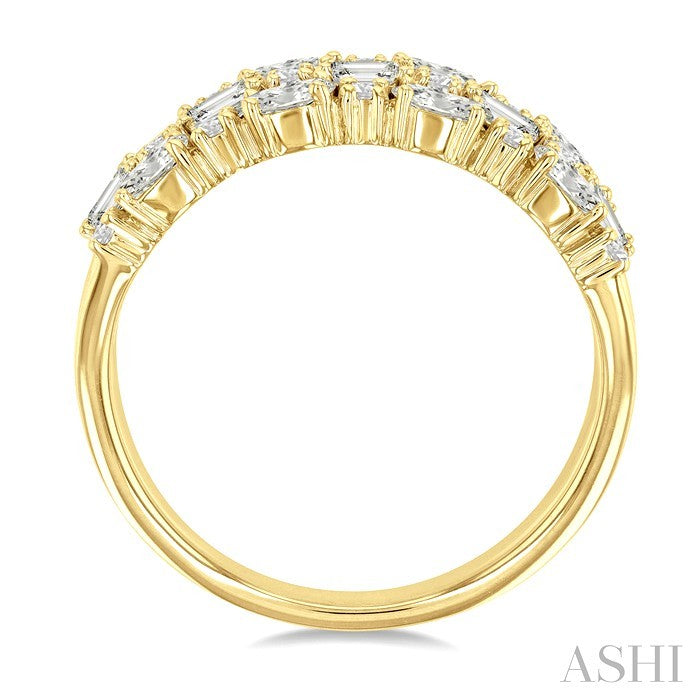 Bold Mixed Shape Three Row Diamond Fashion Band