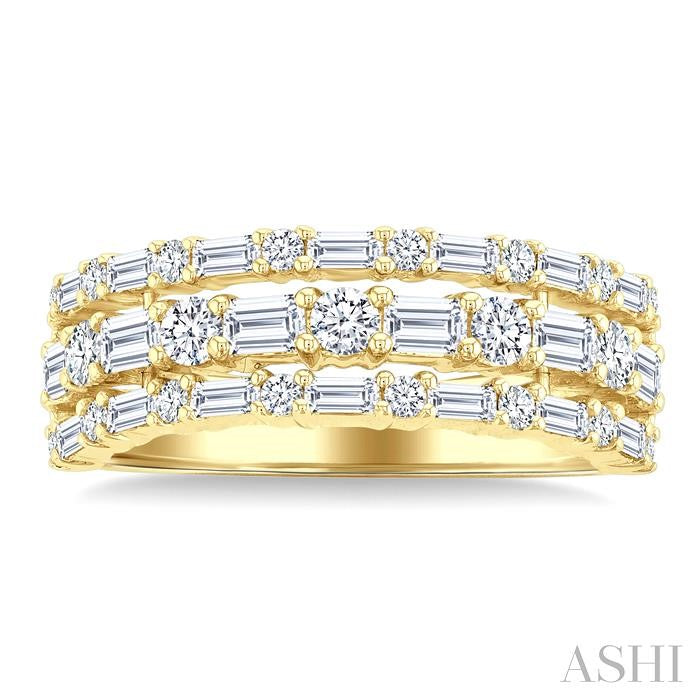 Three Row Baguette Diamond Fashion Band