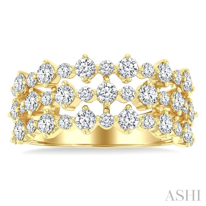 Bold Three Row Diamond Fashion Band