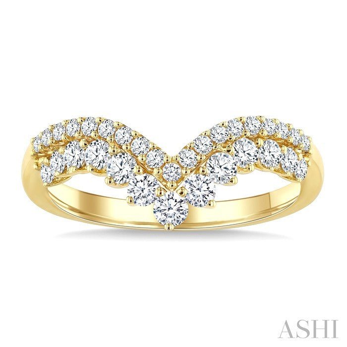 2 Row Chevron Diamond Fashion Ring