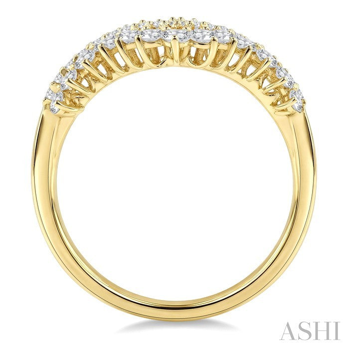2 Row Chevron Diamond Fashion Ring