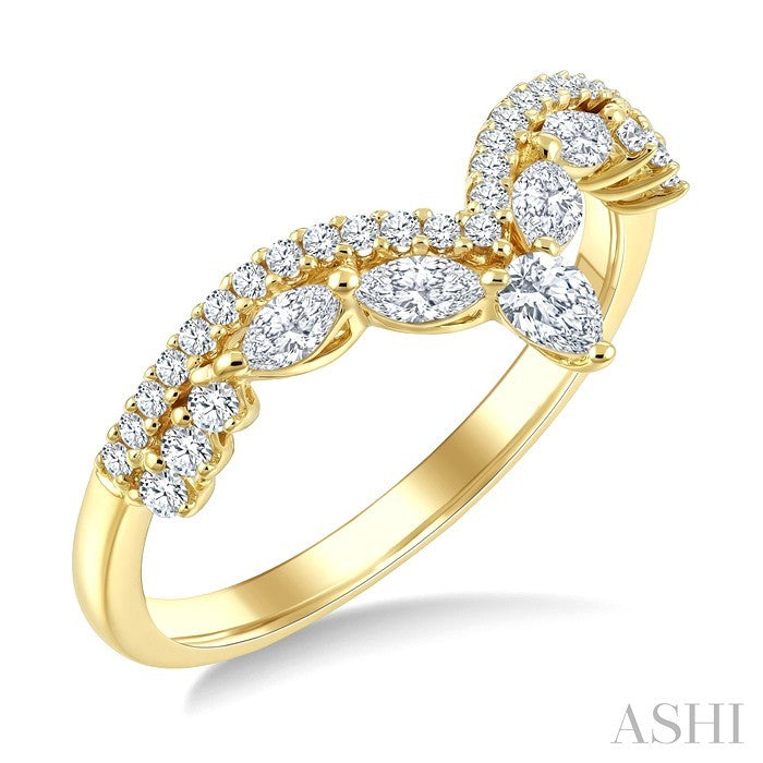 2 Row Chevron Diamond Fashion Ring