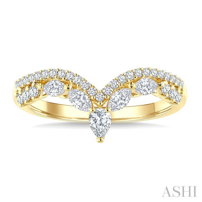 2 Row Chevron Diamond Fashion Ring