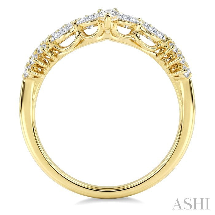 2 Row Chevron Diamond Fashion Ring