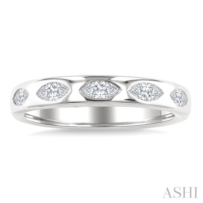 5 Stone Marquise Shape Bezel Set Diamond Band