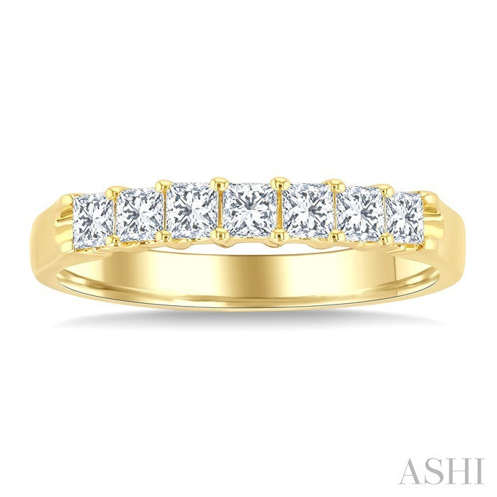 Princess Shape 7 Stone Diamond Wedding Band