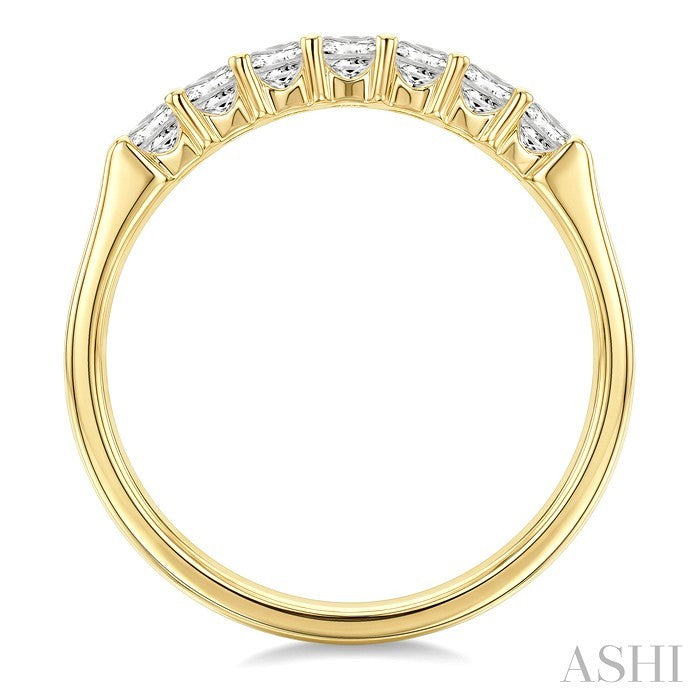 Princess Shape 7 Stone Diamond Wedding Band