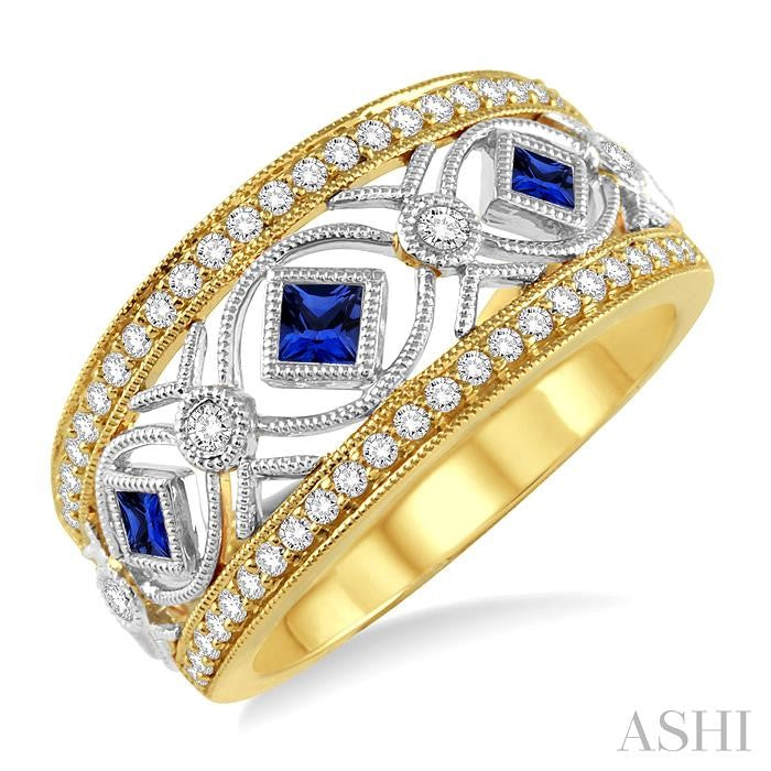 Princess Shape Gemstone & Diamond Fashion Band