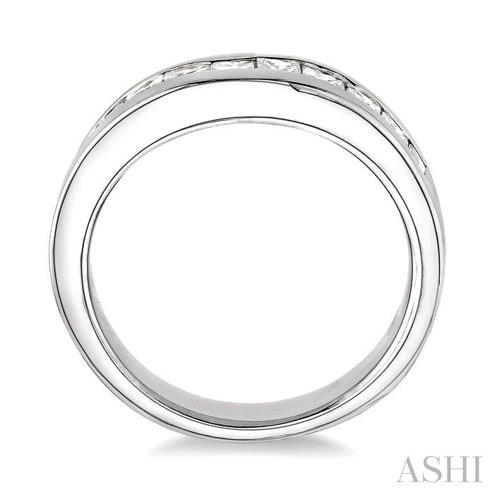 Channel Set Curved Diamond Wedding Band