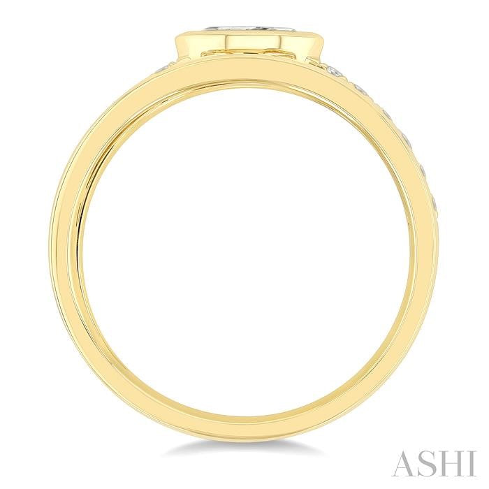Marquise Shape Bezel Diamond Fashion Open Ring