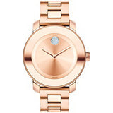 Movado Women's Rose Gold-toned sunray dial with clear crystal-set dot