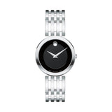 Movado Women's Esperanza Stainless Steel Watch with a Concave Dot Museum Dial, Silver/Black