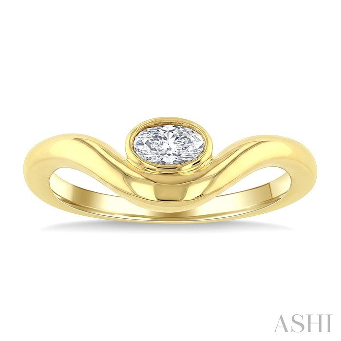 Oval Shape Curved Diamond Solitaire Ring