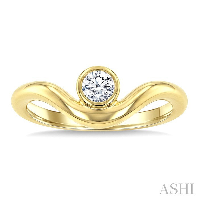Round Shape Curved Diamond Solitaire Ring