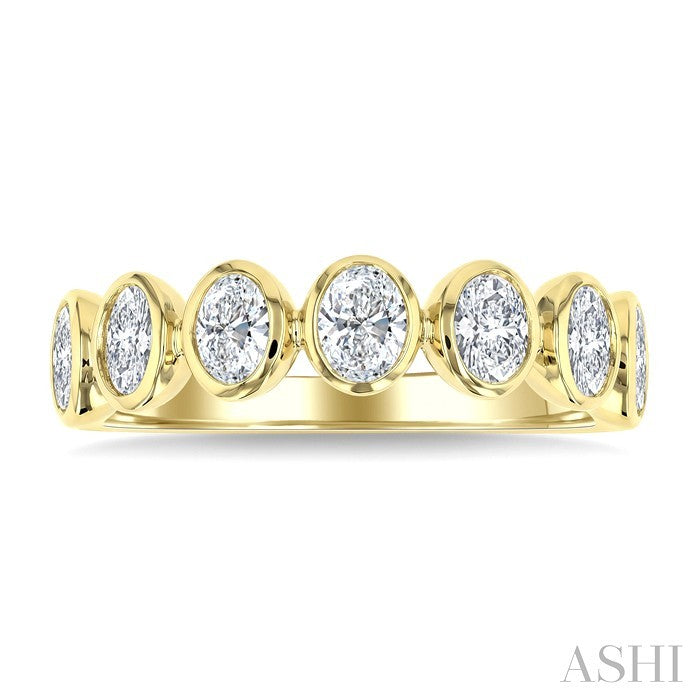 7 Stone Oval Shape Bezel Set Diamond Band