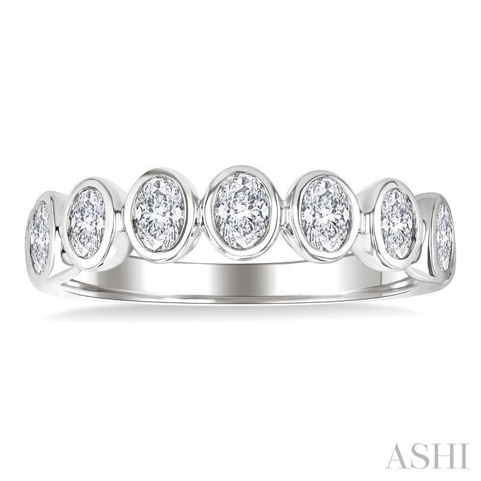 7 Stone Oval Shape Bezel Set Diamond Band