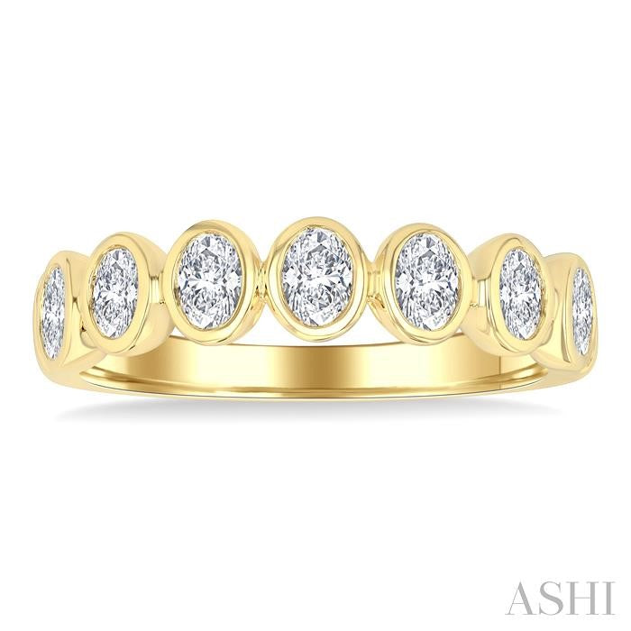 7 Stone Oval Shape Bezel Set Diamond Band