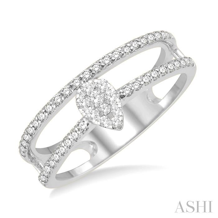 Double Row Pear Shape Lovebright Diamond Fashion Ring