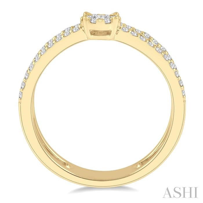 Round Shape Double Row Lovebright Diamond Fashion Ring