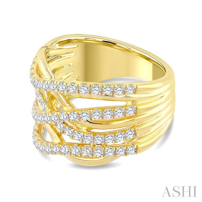 Bold Criss Cross Diamond Fashion Wide Band