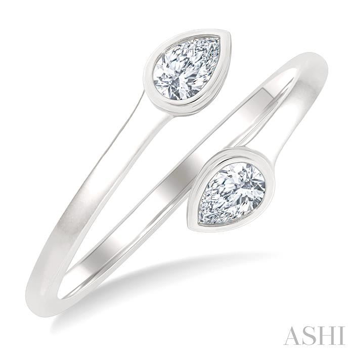 Pear Shape Bezel Coil Diamond Fashion Ring
