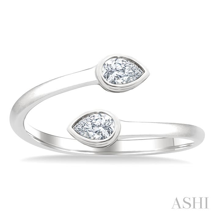 Pear Shape Bezel Coil Diamond Fashion Ring