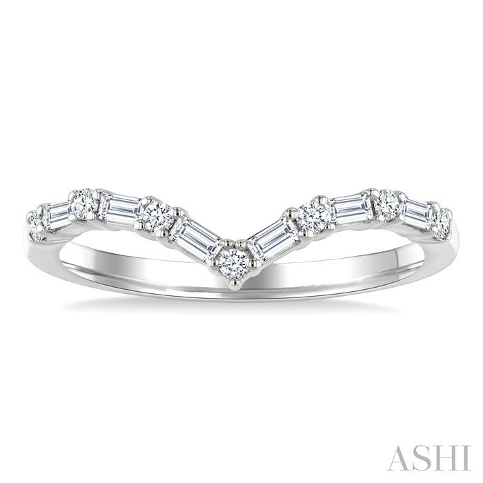 Chevron Baguette Diamond Stackable Fashion Ring